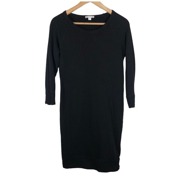 Standard James Perse Raglan Sleeve Lightweight Sweatshirt Dress Black Sz 1 Small - Picture 1 of 6